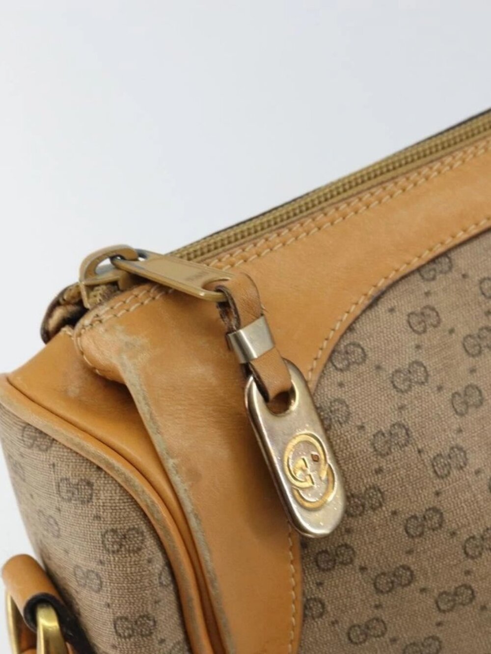 GUCCI Micro GG Supreme Shoulder Bag PVC Beige Gold Auth BA9394 - Picture 10 of 16